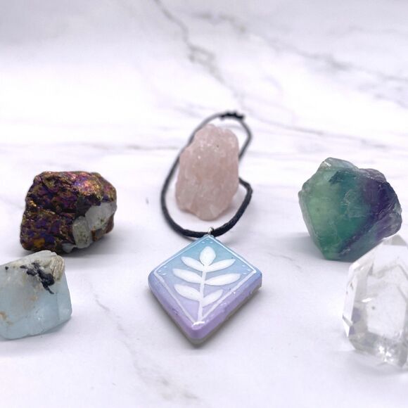 Blue and Purple Botanical Necklace - Picture 5 of 10